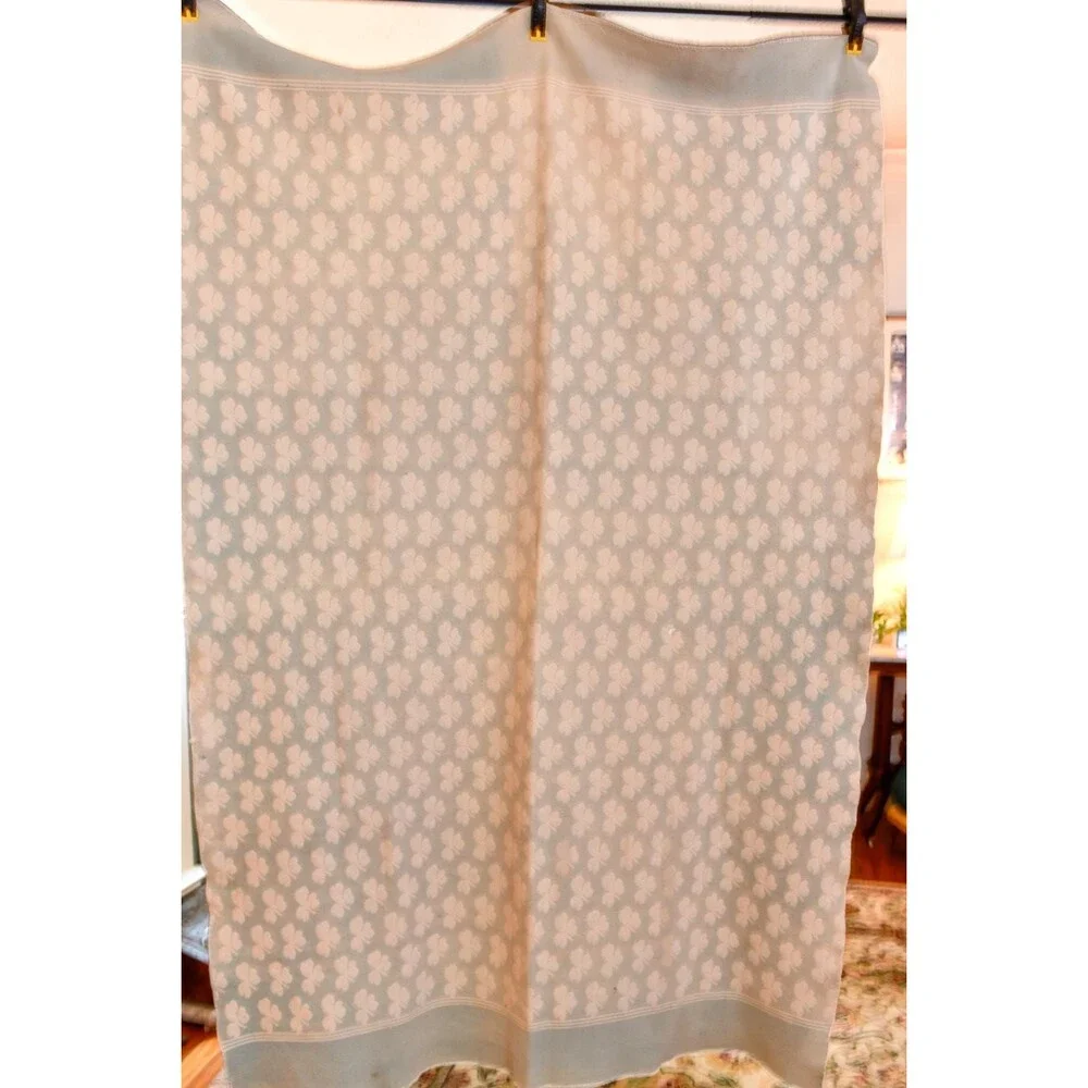 Antique Wool Camp Blanket: Double-Sided Shamrock Jacquard Weave Eleanor Stokes